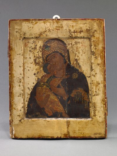 Volokolamskaya Moeder van God (tempera op paneel) door School Russian