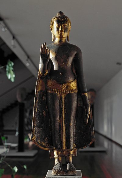 Lopburi-stijl: abhyamudra boeddha (sculptuur) door School Siamese