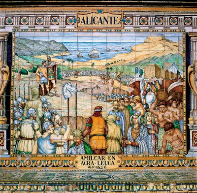 Carthagers geleid door Hamilcar en zijn zoon Hannibal en de stichting van Alicante door School Spanish