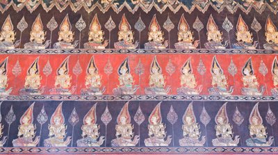 Muurschilderingen in de Buddhaisawan-kapel, paleis van Wang Na door School Thai