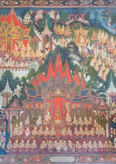 Muurschilderingen in de Buddhaisawan-kapel, paleis van Wang Na door School Thai