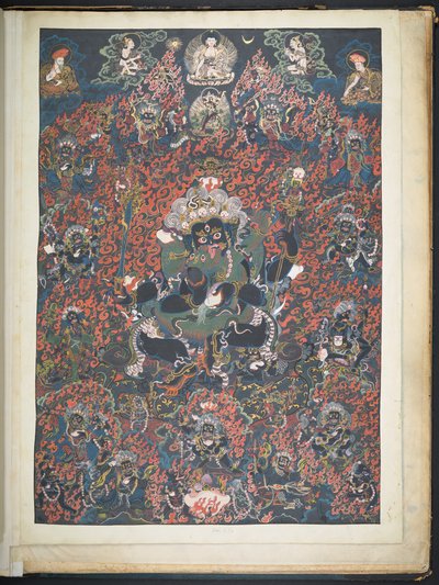 Een van 12 tekeningen die Tibetaanse godheden afbeelden door een Tibetaanse kunstenaar, waarschijnlijk in Lhasa, ca.1800 door School Tibetan