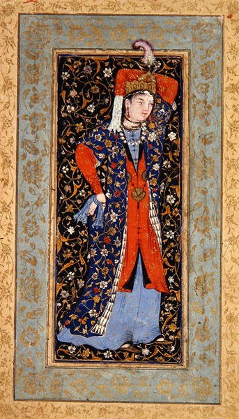 Vrouwelijke danseres met zakdoeken in elke hand, c.1560 door School Uzbek