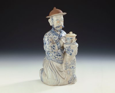 Een ongeregistreerde Annamese blauw-witte kan gevormd als een knielende bediende door School Vietnamese
