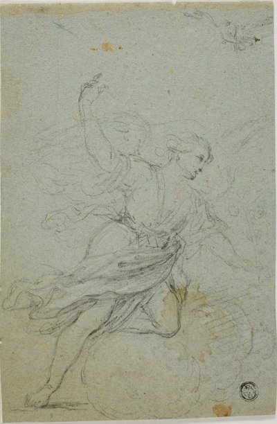 Engel Annunciate (recto); Samson en de Leeuw (verso) door School of Guido Reni