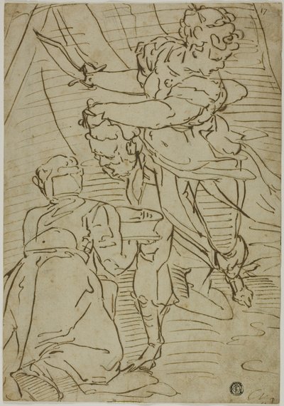 Judith met het hoofd van Holofernes door School of Luca Cambiaso