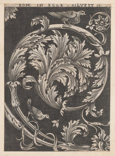 Speculum Romanae Magnificentiae: Sierlijk loofwerk uit kerken door School of Raphael
