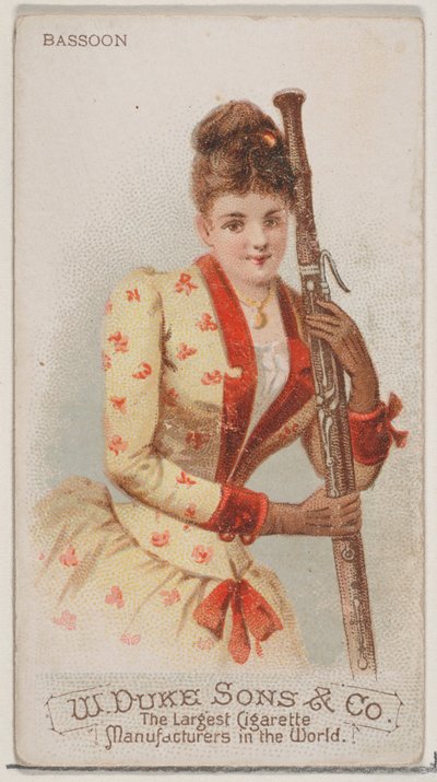 Fagot, uit de serie Muziekinstrumenten N82 voor Duke sigaretten, 1888 door Schumacher and Ettlinger