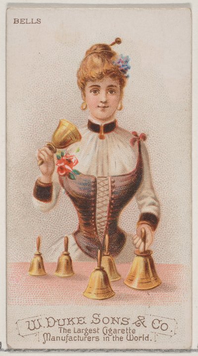 Bellen, uit de serie Muziekinstrumenten N82 voor Duke sigaretten, 1888 door Schumacher and Ettlinger