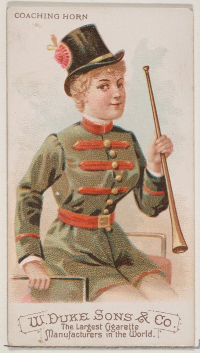 Koetshoorn, uit de serie Muziekinstrumenten N82 voor Duke merk sigaretten, 1888 door Schumacher and Ettlinger