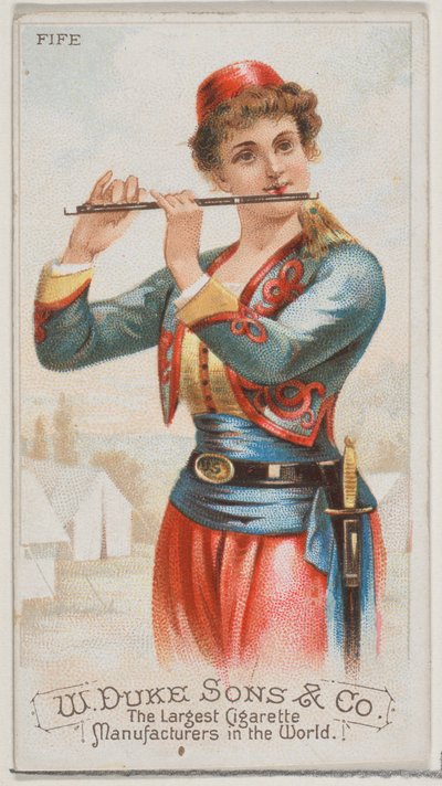 Fluit, uit de serie Muziekinstrumenten N82 voor Duke sigaretten, 1888 door Schumacher and Ettlinger