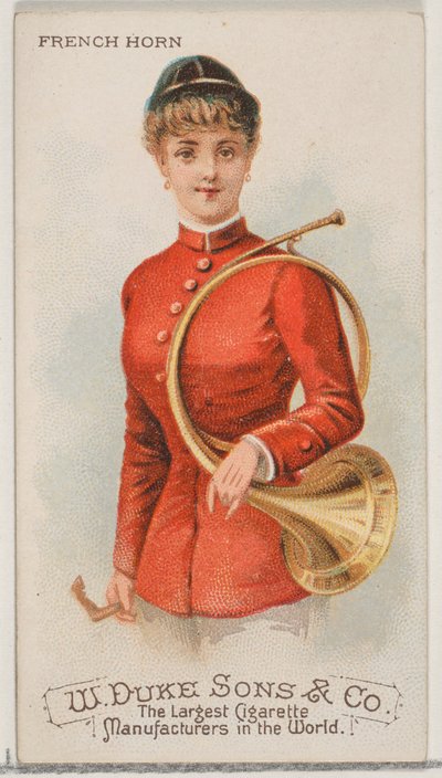 Hoorn, uit de serie Muziekinstrumenten N82 voor Duke sigaretten, 1888 door Schumacher and Ettlinger