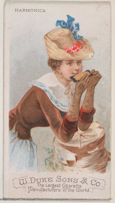 Harmonica, uit de serie Muziekinstrumenten N82 voor Duke sigarettenmerk, 1888 door Schumacher and Ettlinger