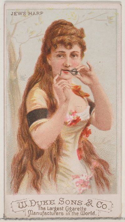 Jodenharp, uit de serie Muziekinstrumenten N82 voor Duke sigaretten, 1888 door Schumacher and Ettlinger