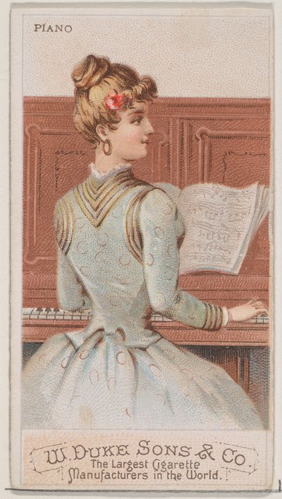 Piano, uit de serie Muziekinstrumenten N82 voor Duke sigaretten, 1888 door Schumacher and Ettlinger