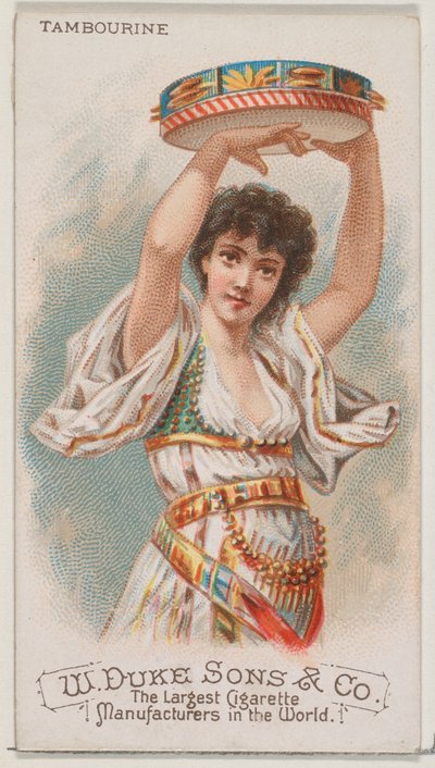 Tamboerijn, uit de serie Muziekinstrumenten N82 voor Duke sigaretten, 1888 door Schumacher and Ettlinger