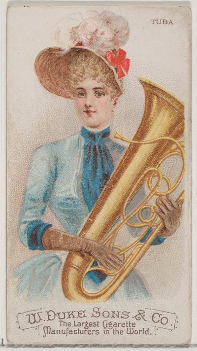 Tuba, uit de serie Muziekinstrumenten N82 voor Duke merk sigaretten, 1888 door Schumacher and Ettlinger