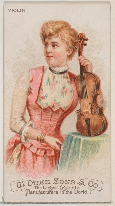 Viool, uit de serie Muziekinstrumenten N82 voor Duke sigaretten, 1888 door Schumacher and Ettlinger