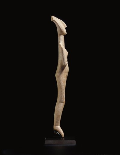 Cycladische liggende vrouwelijke figuur, naamstuk van de Schuster Meester, Vroeg Cycladisch II, ca. 2400 v.Chr. door Schuster Master