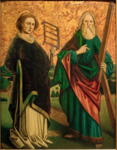 Meester, de heiligen Laurentius en Andreas door Schweizer Meister
