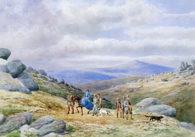 Een jachtpartij in de Hooglanden, 1868 door Scottish School