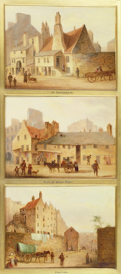 Canongate, voet van West Port en Calton, detail (Edinburgh: Negen uitzichten van de oude stad) door Scottish School