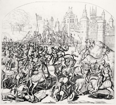 Koning David van Schotland (1084-1153) komt met een groot leger voor Newcastle-upon-Tyne, 1138 door Scottish School