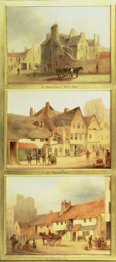 Main Point West Port, Grassmarket en Pleasance, detail (Edinburgh: Negen uitzichten van de oude stad) door Scottish School