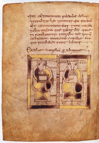 Ms 11.6.32. Twee figuren van geestelijken uit het Evangelie van Johannes, uit het Boek van Deer door Scottish School