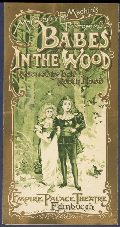 Programma omslag van Babes in the Wood in het Empire Palace Theatre, Edinburgh door Scottish School