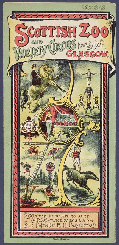 Publiciteitsfolder voor de Scottish Zoo and Variety Circus, ca. 1890 door Scottish School