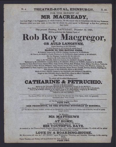 Theaterprogramma voor het Theatre Royal, Edinburgh door Scottish School