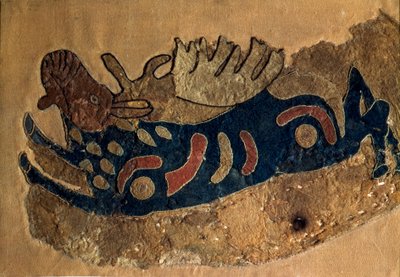 Scythische kunst: fragment van een vilten zadelbekleding. Sint-Petersburg, Hermitage Museum door Scythian Scythian