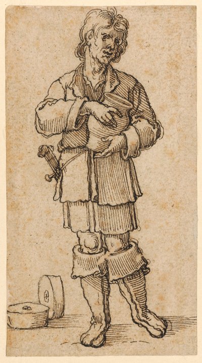 Een jonge boer met een kruik door Sebald Beham