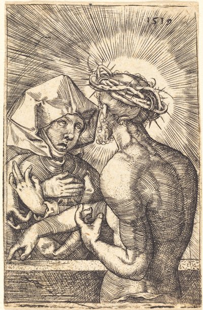 Christus Gekroond met Doornen Spreekt met Zijn Moeder door Sebald Beham