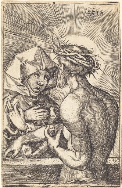 Christus Gekroond met Doornen Spreekt met Zijn Moeder door Sebald Beham