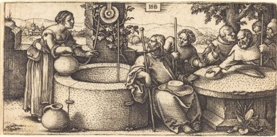 Christus en de Vrouw van Samaria door Sebald Beham