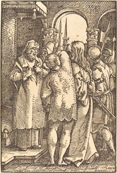 Christus voor Kajafas door Sebald Beham