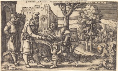 Vertrek van de Verloren Zoon door Sebald Beham