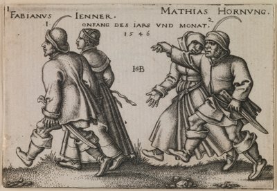 Januari en februari (De boerenfeest of De twaalf maanden) door Sebald Beham