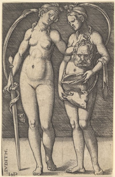 Judith staand naar rechts en houdend het hoofd van Holofernes in haar rechterhand, ca. 1520-30 door Sebald Beham