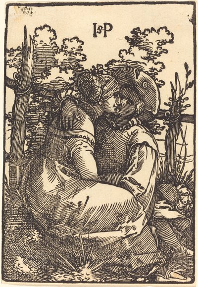 Liefhebbers bij een hek door Sebald Beham