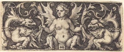 Ornament met vrouwelijke demon door Sebald Beham