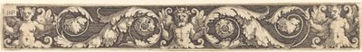 Ornament met één mannelijke en twee vrouwelijke figuren door Sebald Beham