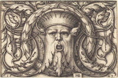 Ornament met een masker door Sebald Beham