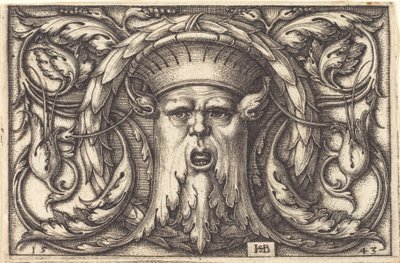 Ornament met een Masker door Sebald Beham
