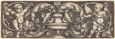 Ornament met een Vaas tussen Twee Genii door Sebald Beham