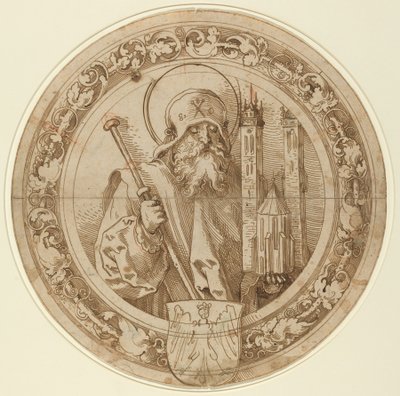 Sint Sebald draagt het model van zijn kerk in Neurenberg door Sebald Beham