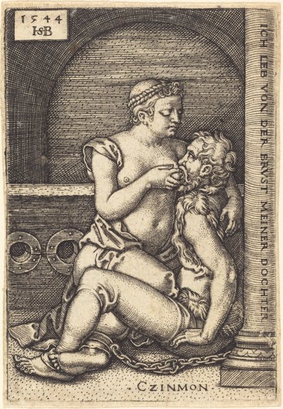 Simon en Zijn Dochter (Cimon en Pero) door Sebald Beham