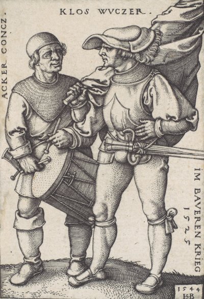 Vaandeldrager en trommelaar, 1544 door Sebald Beham
